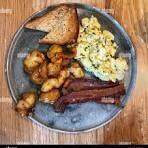 Eggs Meat Potatoes And Toast
